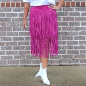 Nashville Fringe Faux Suede Skirt Womens Sizes S M NWT